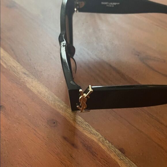 Saint Laurent Black Sunglasses with Gold Accents - Picture 2 of 7